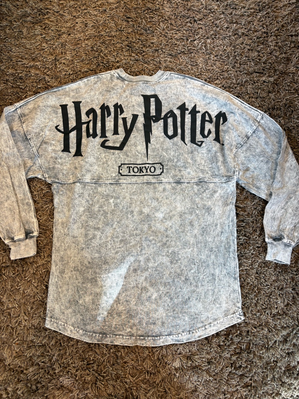 Harry Potter Spirit Jersey Tokyo Gray Acid Wash Long Sleeve Shirt Size Small
